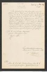 k.k. naturhistorisches Hofmuseum, Intendanzakten 1885-1896 (Hauer), Aktenzahl Z.696/1889, Seite 1